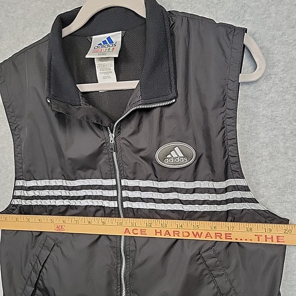 ADIDAS Vest Gilet Womens Sz M Warmer Y2k Black Reflective Vintage Golf Running - Picture 7 of 12
